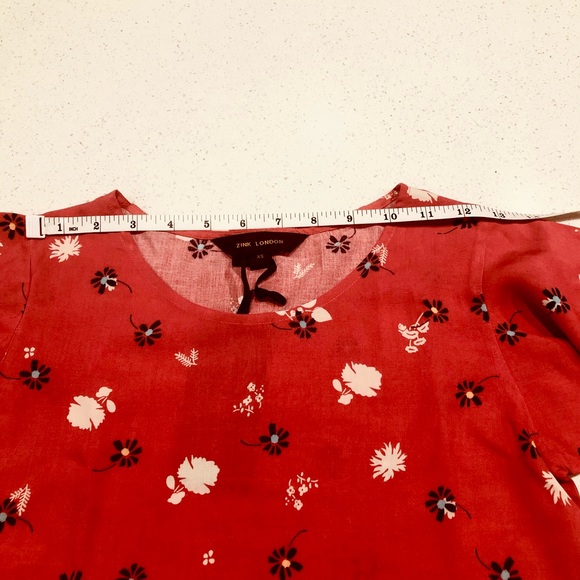 Coral pink short top- frill sleeves.Zink London - Picture 10 of 13